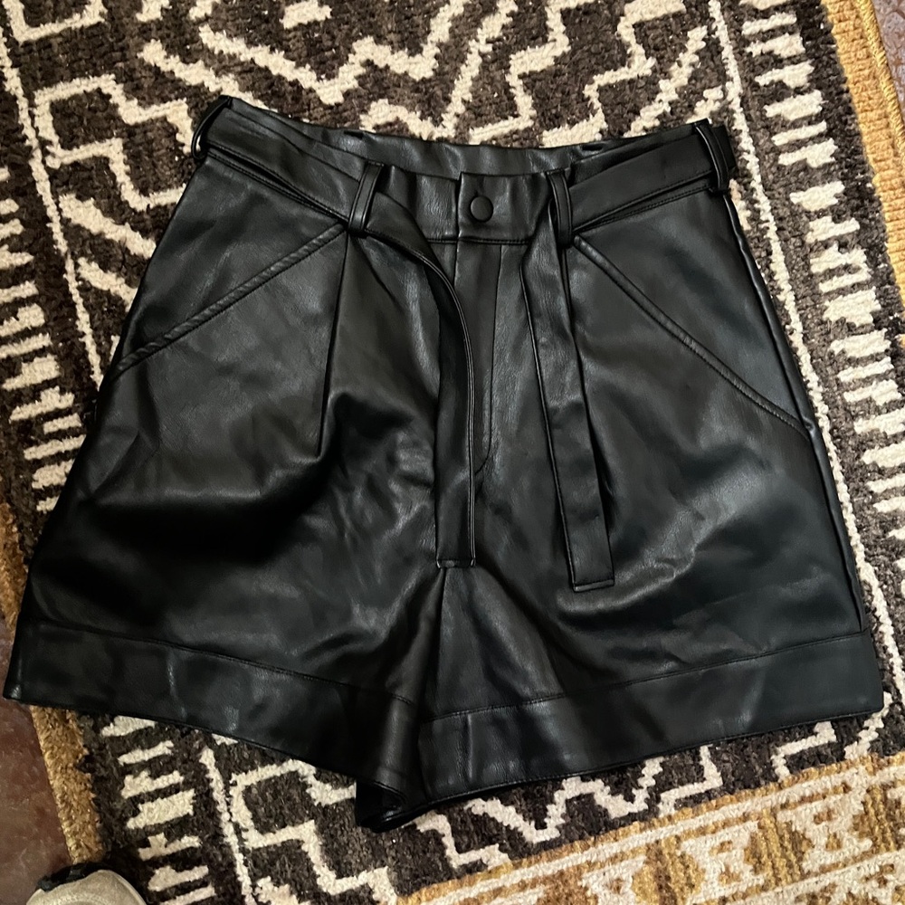 Victoria’s Secret High Rise Black Faux Leather Shorts